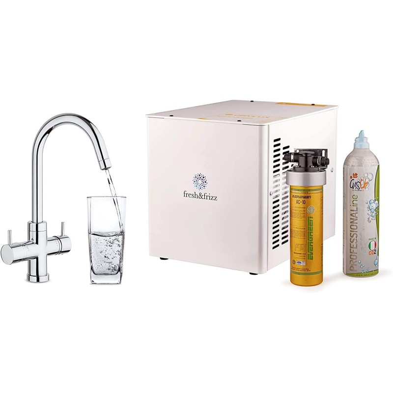 Five way kitchen taps Kitchen sink mixer with still/sparkling water and cooling chiller Paini Fresh&Frizz 78CR644