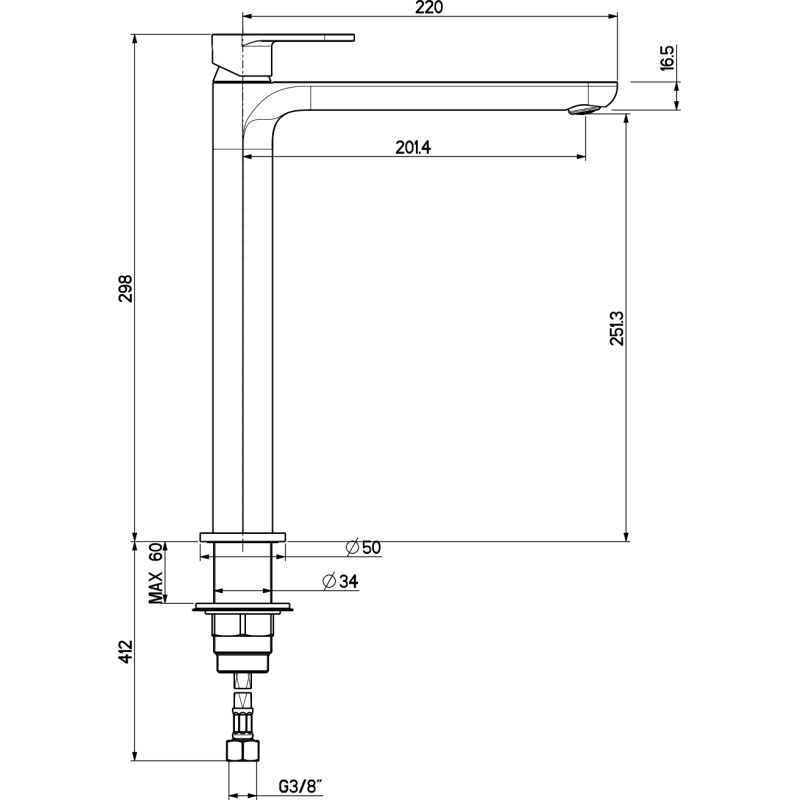 Grifos de lavabo palangana Mezclador de lavabo alto negro mate Gattoni Avio AV07070NO