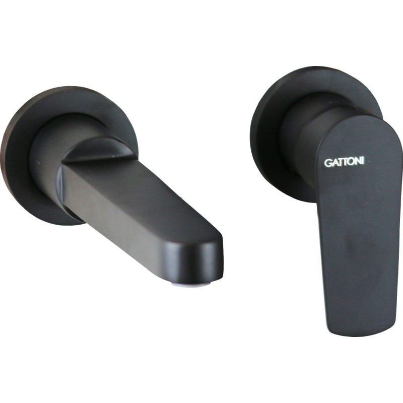 Grifo lavabo de pared Mezclador de lavabo de pared negro mate Gattoni Avio AV03570NO