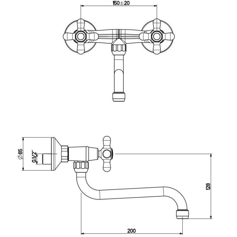 Wall-mounted kitchen taps Wall-mounted kitchen sink faucet in terra di Francia color Gattoni 7550/RE0T