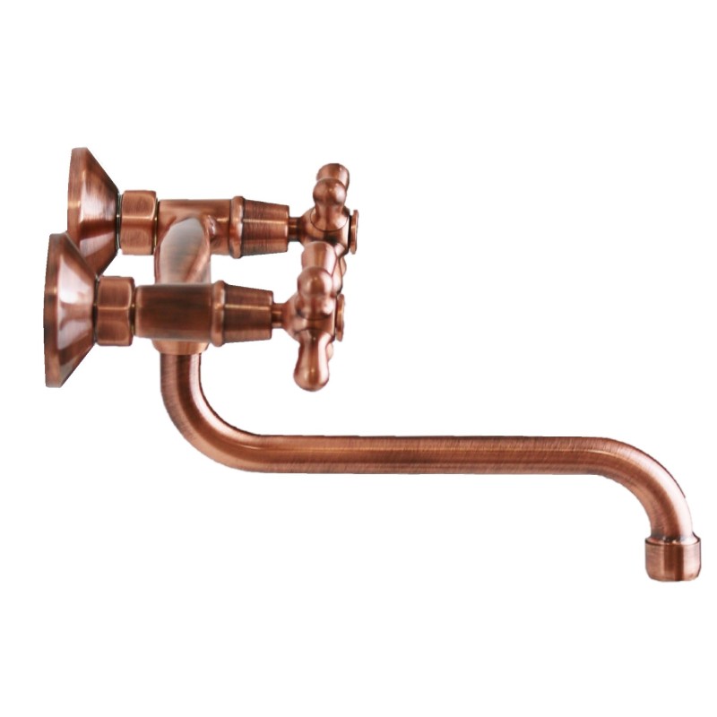 Wall-mounted kitchen taps Wall-mounted kitchen sink faucet copper color color Gattoni 7550/RER0