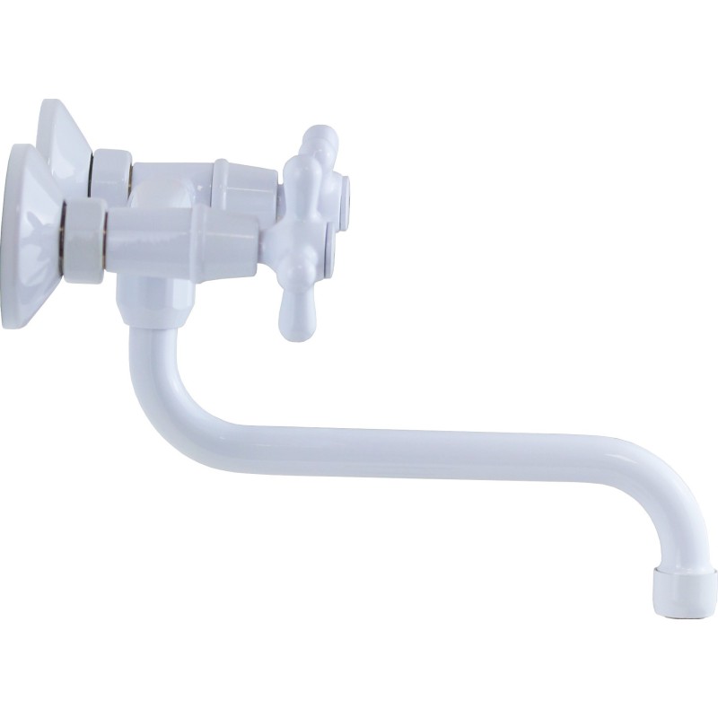 Wall-mounted kitchen taps Wall-mounted kitchen sink faucet white color Gattoni 7550/RE01