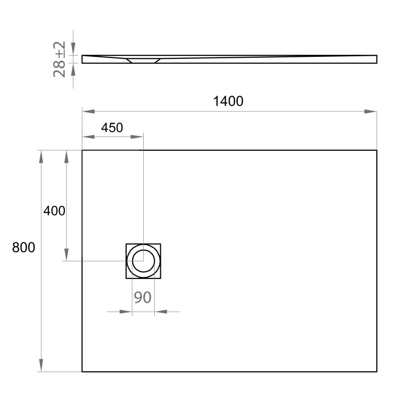 Rectangular shower trays Shower tray with dimensions of 80x140 cm in sand color stone effect Ercos Stone BPMARSSTON8014