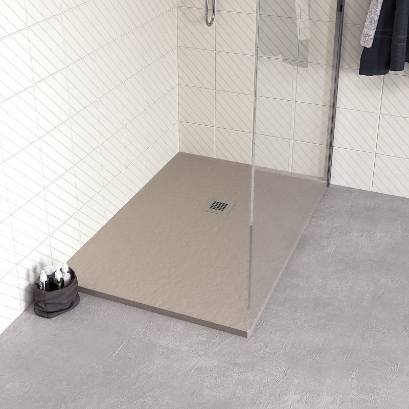 Rectangular shower trays Shower tray with dimensions of 80x140 cm in sand color stone effect Ercos Stone BPMARSSTON8014