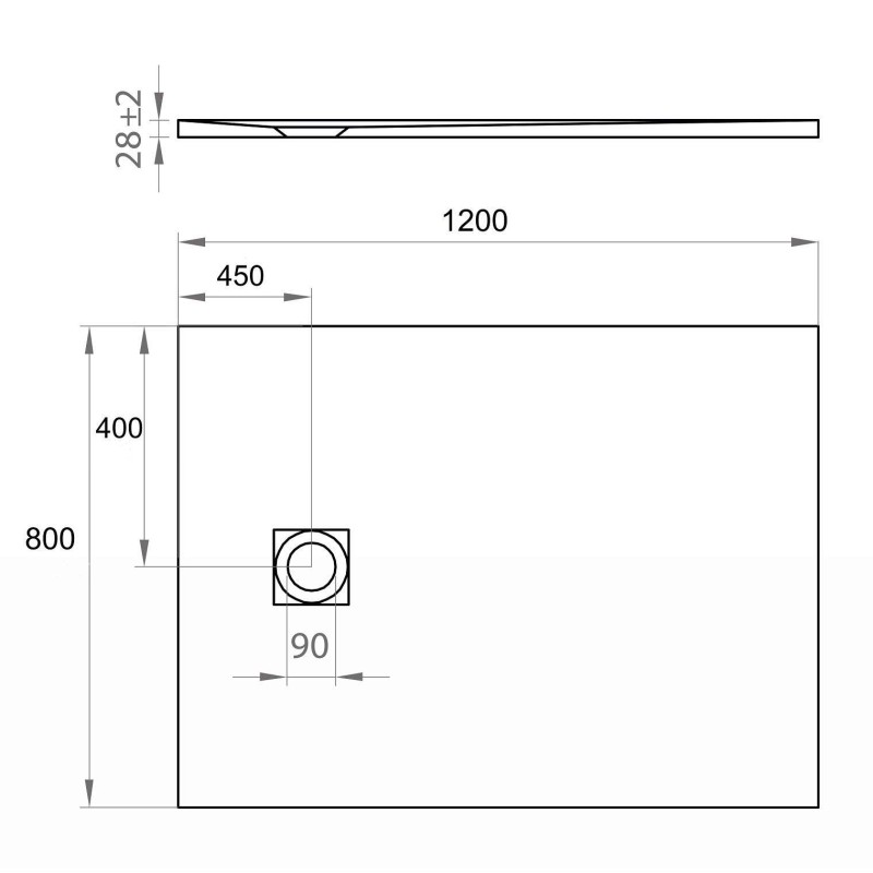 Rechteckige Duschwannen Duschwanne aus weißem Marmorharz mit Steineffekt 80x120 cm Ercos Stone BPMARSSTON8012