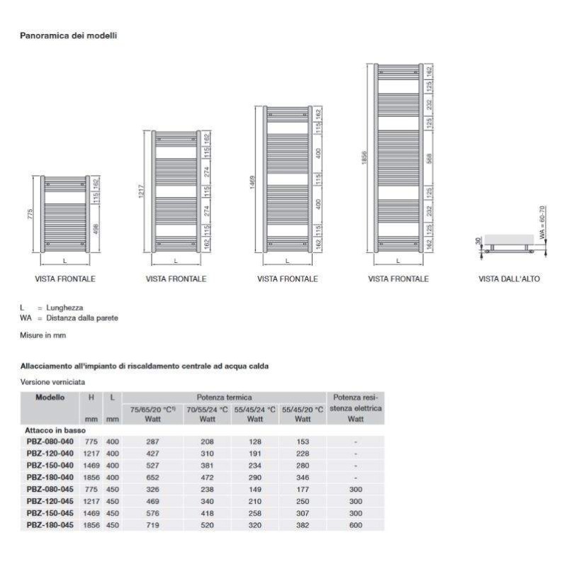 Hydraulic Radiators White RAL 9016 hydraulic towel warmer, height 150 cm Zehnder Aura PBN