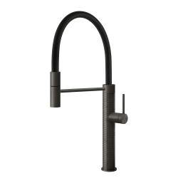 Robinets avec douche amovible Gessi Rubinetterie Mitigeur de cuisine en métal brossé noir Meccanica 60012-707