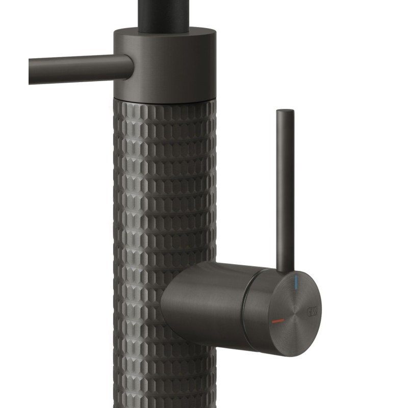 Kitchen taps with shower head Gessi Rubinetterie Black metal brushed kitchen mixer Meccanica 60012-707