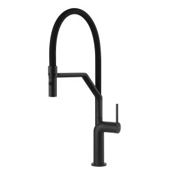 Grifo cocina con ducha extraíble Mezclador de fregadero de cocina negro mate de doble chorro getto Gessi Stelo 60315-299