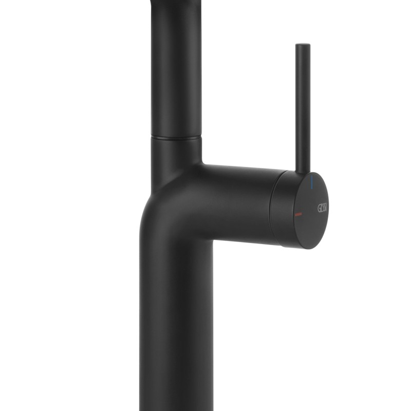 Grifo cocina con ducha extraíble Mezclador de fregadero de cocina negro mate de doble chorro getto Gessi Stelo 60315-299