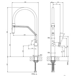 Grifo cocina con ducha extraíble Mezclador de fregadero de cocina negro mate de doble chorro getto Gessi Stelo 60315-299