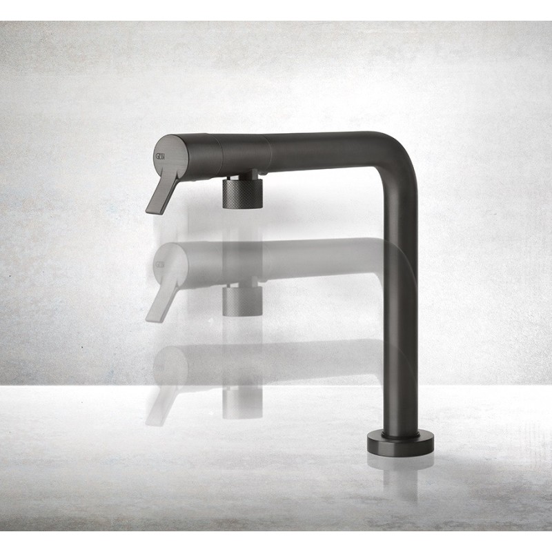 Spandrel kitchen taps Kitchen mixer under the window in brushed black Gessi Su&Giù 60071-707