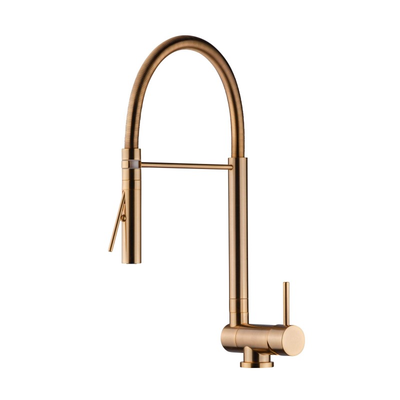 Spandrel kitchen taps Kitchen mixer with folding spout in brushed gold color Nice 29034M1OS