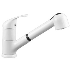 Kitchen taps with shower head Glossy white kitchen sink mixer with double jet pull-out shower Gattoni Mercurio 0220/PC01