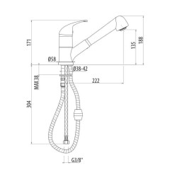 Küchenarmaturen mit Brause Spültischmischer in glänzend Schwarz mit ausziehbarer Doppelstrahlbrause Gattoni Mercurio 0220/PC0N