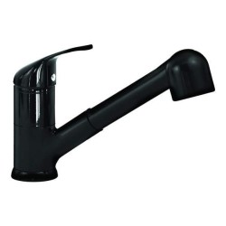 Kitchen taps with shower head Glossy black kitchen sink mixer with double jet pull-out shower Gattoni Mercurio 0220/PC0N