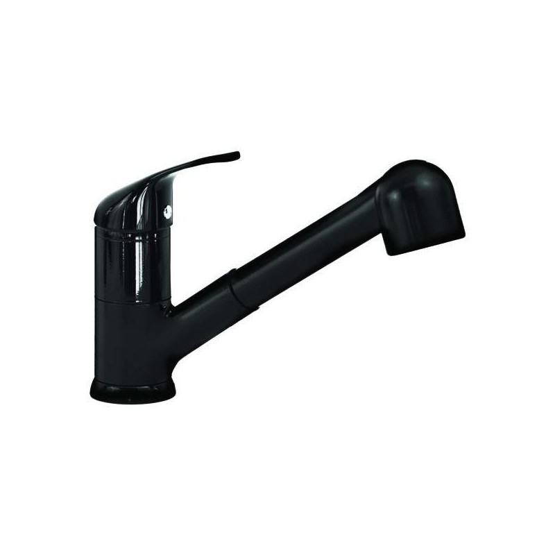 Kitchen taps with shower head Glossy black kitchen sink mixer with double jet pull-out shower Gattoni Mercurio 0220/PC0N