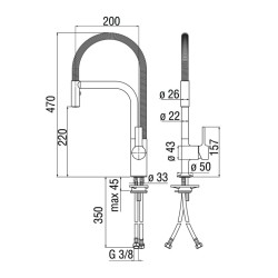 Robinets de cuisine avec ressort Mélangeur d'évier de cuisine avec finition en acier inoxydable à ressort Nobili Master MP118300