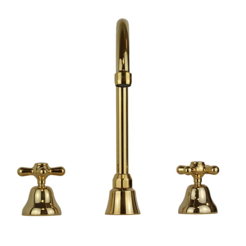 Drop-down sink taps 3-hole high spout basin tap in gold color Gattoni Calypso 1109350D0