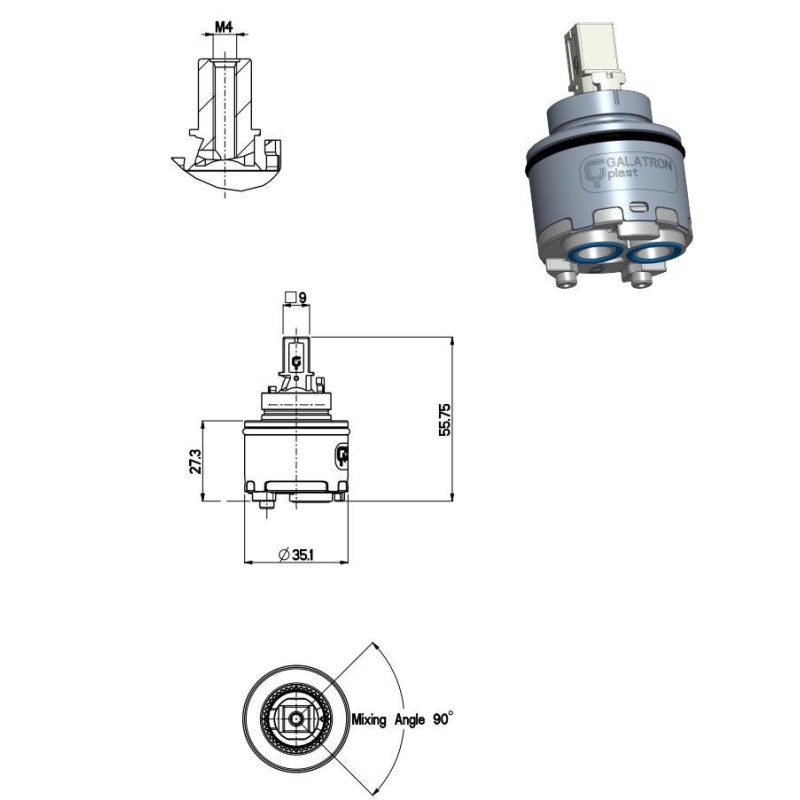 Cartuchos para mezclador Cartucho de remplazo para mezclador Paini 53CC956G35ON-1150083