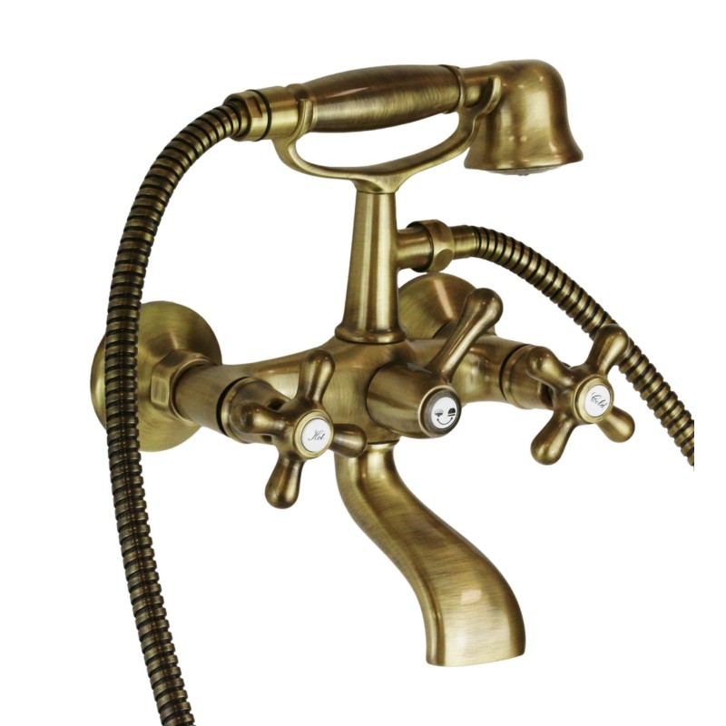 bath mixer two handle External bath group with shower set in bronze color Gattoni Calypso 1150150V0