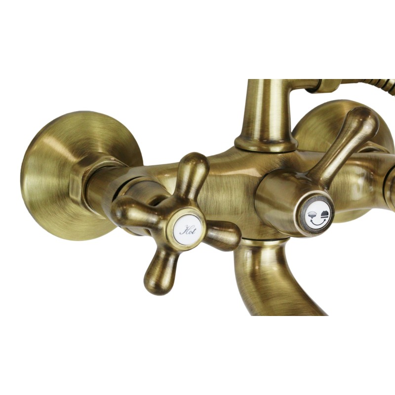 bath mixer two handle External bath group with shower set in bronze color Gattoni Calypso 1150150V0