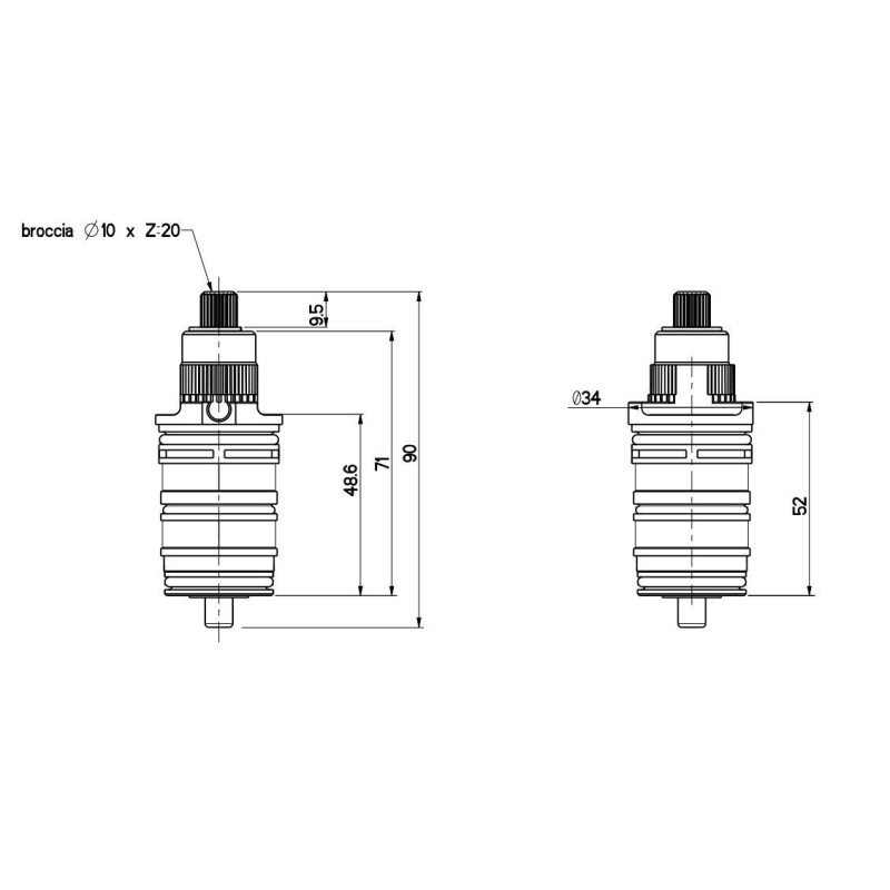 Cartuchos termostáticos Cartucho termostático de recambio Paini 2TCC959NF