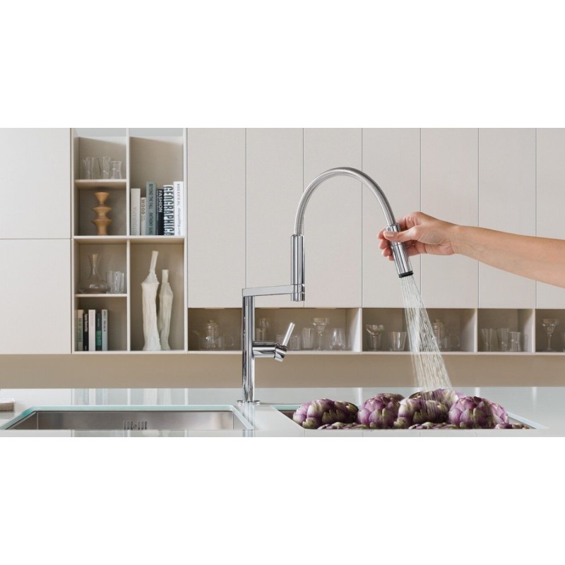 Kitchen taps with drop Kitchen sink mixer with adjustable shower Nobili Move MV92400/50CR