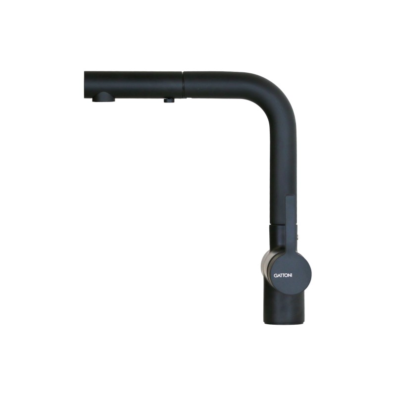 Grifo cocina con ducha extraíble Mezclador de fregadero con ducha extraíble en negro mate Gattoni Pesci PC0405.NO