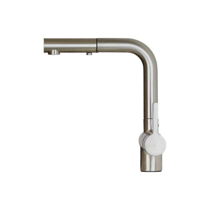 Kitchen taps with shower head Kitchen mixer with extractable shower in brushed steel color Gattoni Pesci PC0405.NS