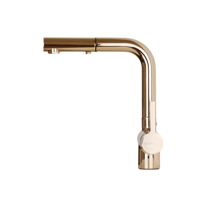 Kitchen taps with shower head Kitchen sink mixer in rose gold color rosa Gattoni PC0405.RS