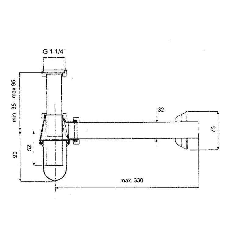 Siphons, discharges and drains Bottle siphon for washbasin and bidet 1"1/4 antique bronze Zanetti 077114CM25B