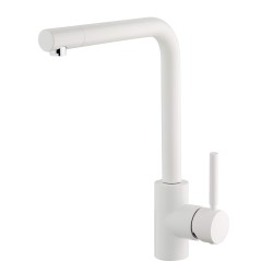 Robinets traditionnels pour la cuisine Mitigeur d'évier de cuisine avec bec réglable en blanc mat Icrolla ALZO 7386BO