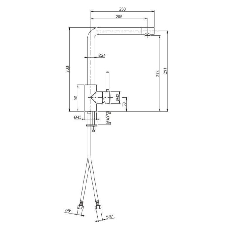 Robinets traditionnels pour la cuisine Mitigeur d'évier de cuisine avec bec réglable en blanc mat Icrolla ALZO 7386BO