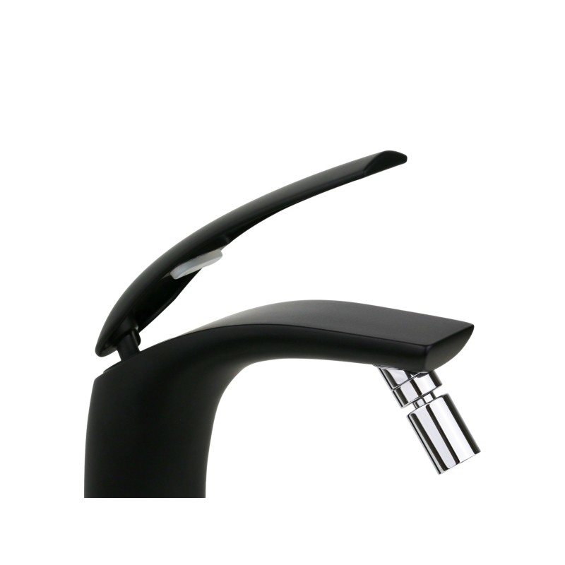 Single lever bidet taps Bidet mixer with clic-clac waste in matt black finish Webert Vento D840245560