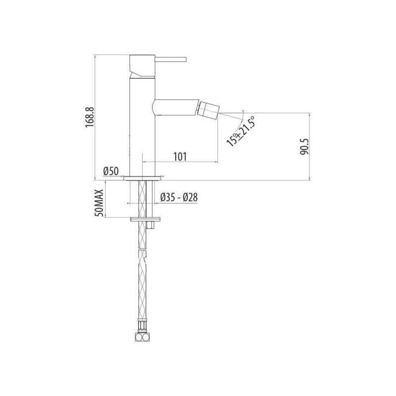 Robinet de salle de bain Mitigeur lavabo et bidet haut en finition noir mat avec poignée de luxe Gattoni Beta KITBETA2NO