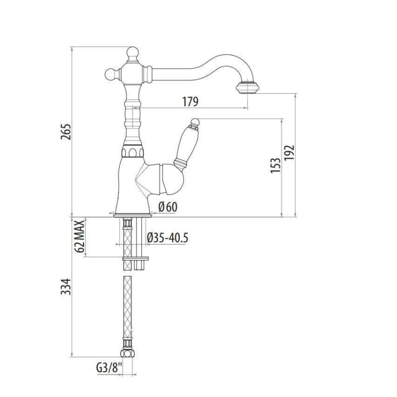 Single Lever Taps Washbasin Mixer Gold color washbasin mixer with swivel spout girevole Gattoni Orta 2742/27DO.OLD