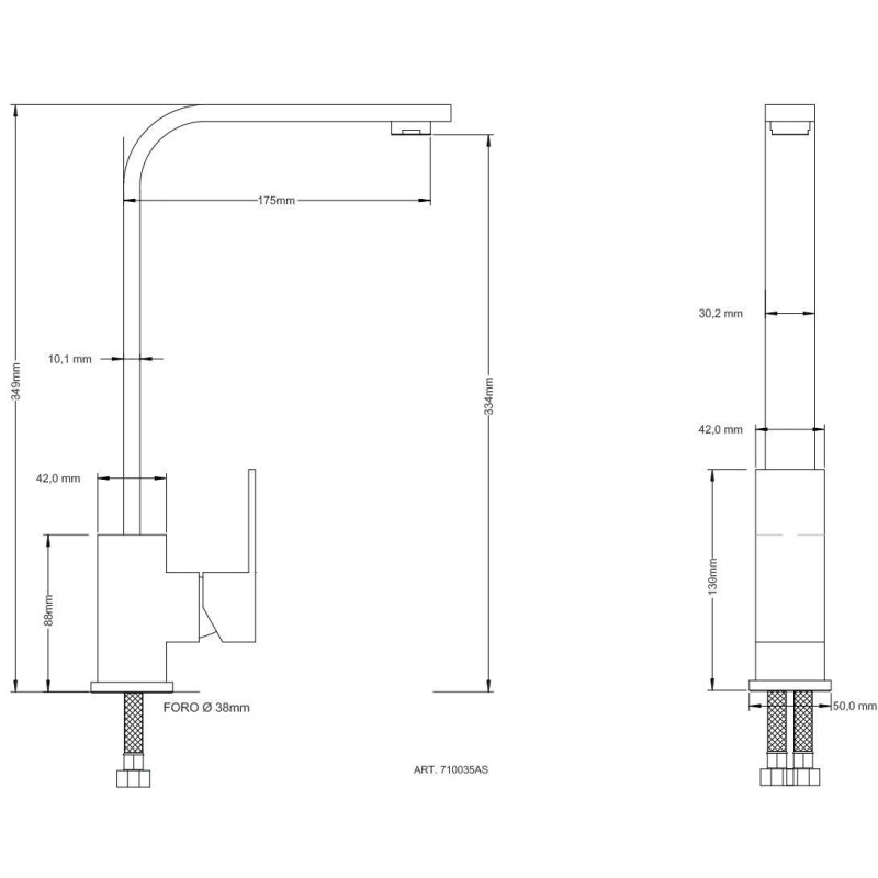 traditional kitchen taps Kitchen sink mixer in stainless steel 304 square model NICE 710035AS