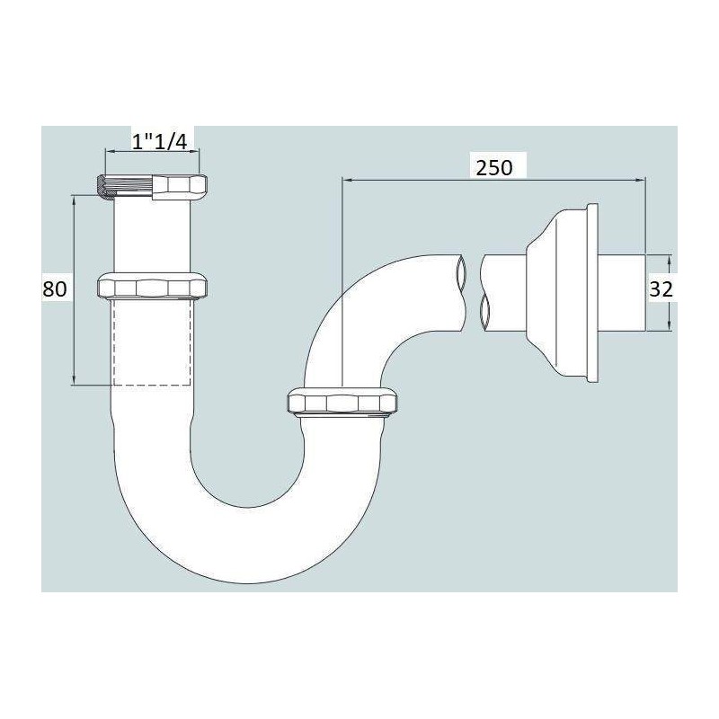 Siphon, Ausgüsse und Abflüsse Rohrsiphon für Waschbecken in Goldfarbe, Anschluss 1 "1/4 Zanetti 086114O