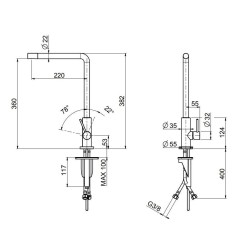 Traditionelle Küchenarmaturen Einhebel-Küchenmischer aus schwarzem Edelstahl AISI 316L Quadro srl 603ON