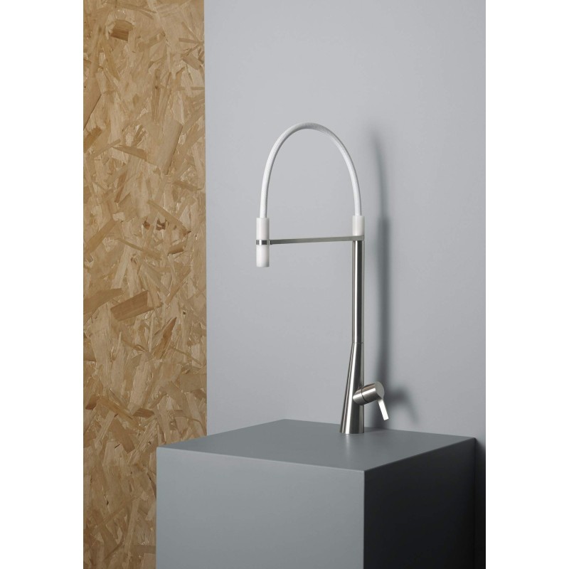 Kitchen taps with drop Kitchen sink mixer with flexible white hose Quadro srl 367AS