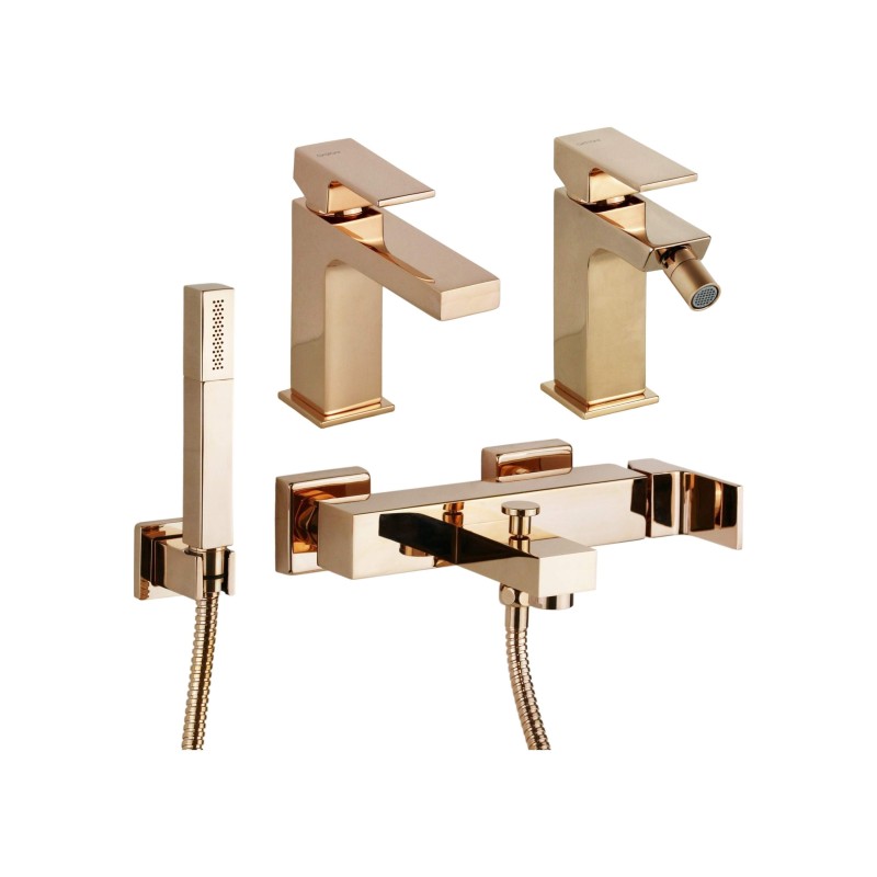 Set miscelatori lavabo, bidet e vasca in colore bronzo Gattoni