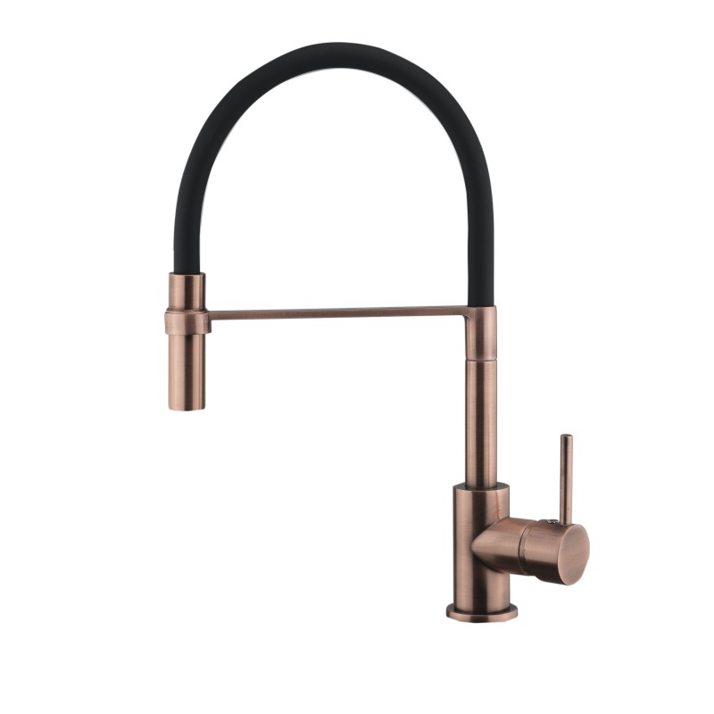 Kitchen taps with shower head Pull-out shower kitchen sink mixer in antique copper ICROLLA Mojito 7597VR