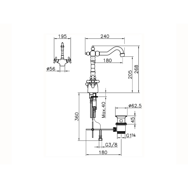 Rubinetti Lavabo Termostatici Miscelatore lavabo termostatico Huber Croisette CST5201021