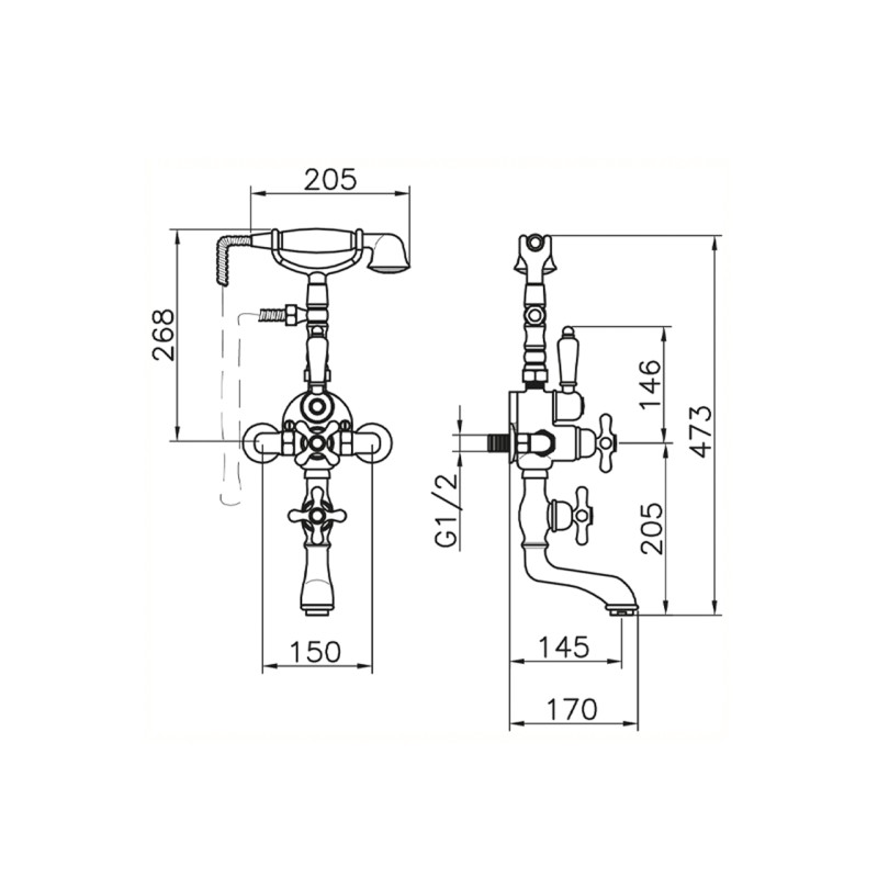 Grifos para bañera termostático Mezclador de bañera externo termostático Huber Croisette 198.CS01H.CR