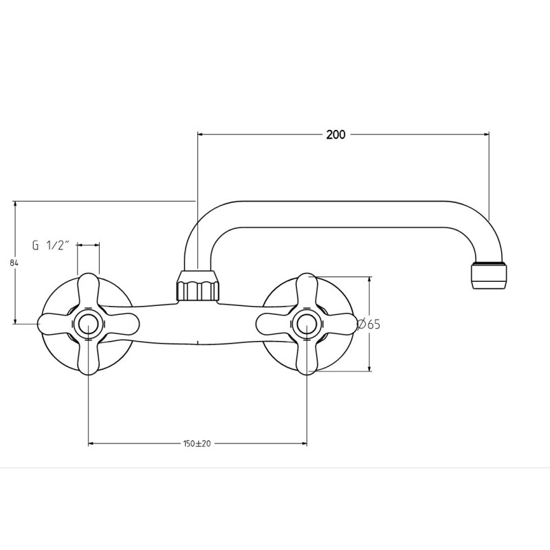 Robinets pour la cuisine à muraux Mitigeur d'évier de cuisine mural couleur bronze avec bec en U Gattoni 7559/REV0