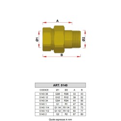 Raccords hydrauliques droits Raccord 3-pièces droit en laiton jaune FAR5140