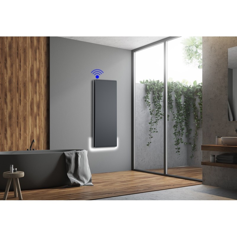 Radiateurs Électriques Radiateur électrique vertical WI-FI avec lumière led 110x45 cm gris anthracite Radialight ICON ICO10112