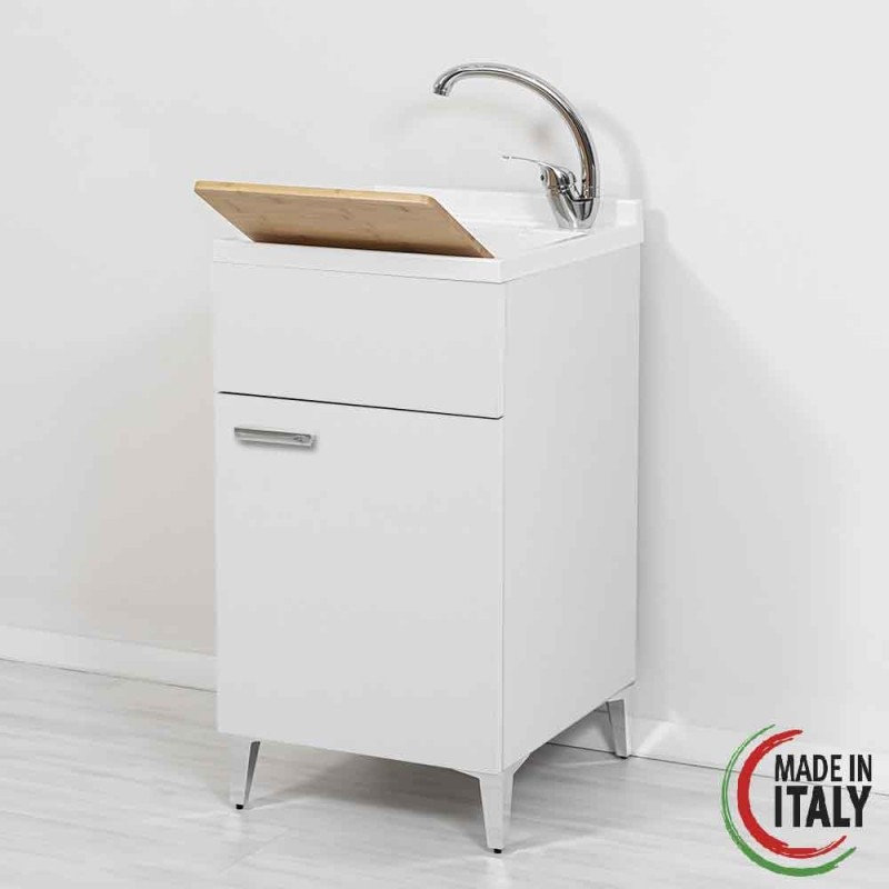 Mobili per Lavanderia Mobile lavatoio 45 x 50 cm in colore bianco Feridras Stella 799038