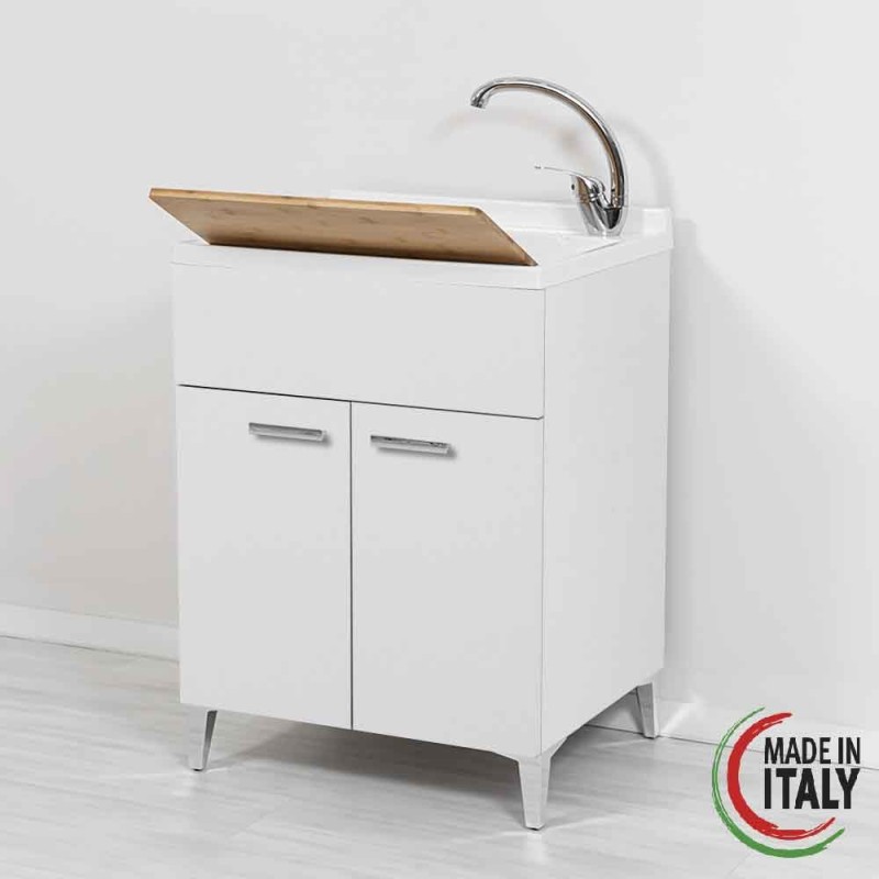 Laundry furnitures White washbasin cabinet with two doors 60 cm cm Feridras Stella 799040